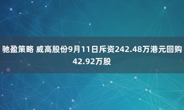 驰盈策略 威高股份9月11日斥资242.48万港元回购42.92万股