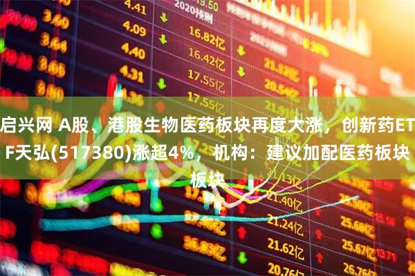启兴网 A股、港股生物医药板块再度大涨，创新药ETF天弘(517380)涨超4%，机构：建议加配医药板块